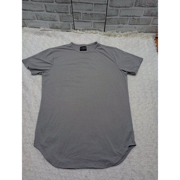 Cuts Elongated Short Sleeve 2 Men's Tee Crew Neck - Picture 2 of 14
